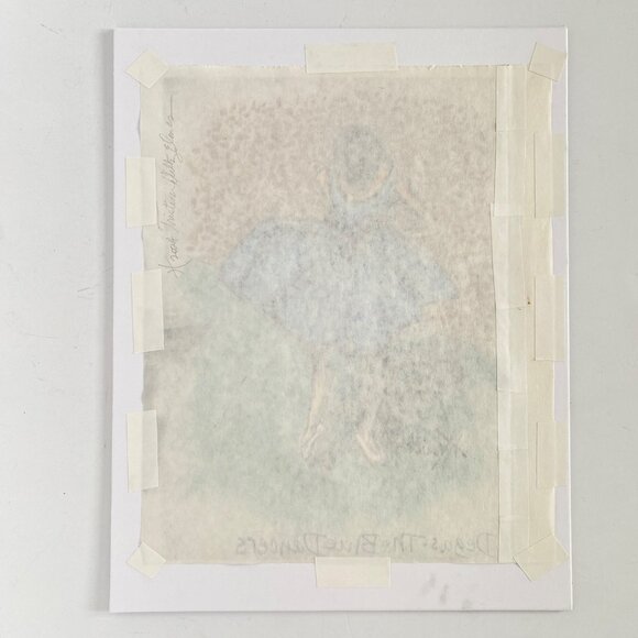 Blue Ballerina Original Handmade Soft Pastel Painting 11x14in Matted Frame Ready - Picture 8 of 9